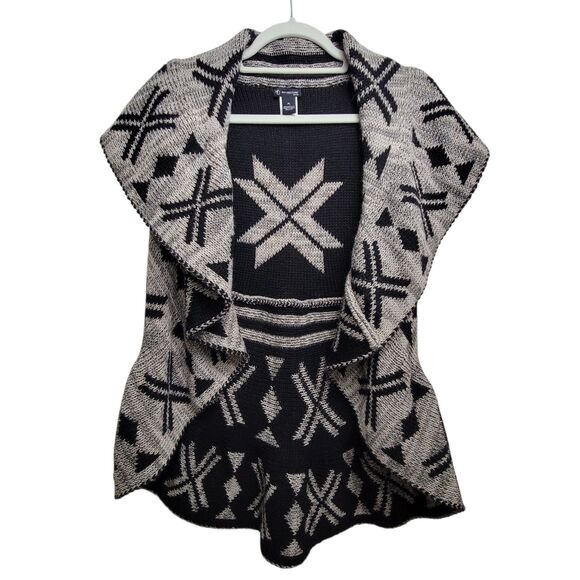 New Directions Black Gray Poncho Cardigan Petite Large - Picture 1 of 10